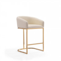 Manhattan Comfort CS009-CR Louvre 36 in. Cream and Titanium Gold Stainless Steel Counter Height Bar Stool